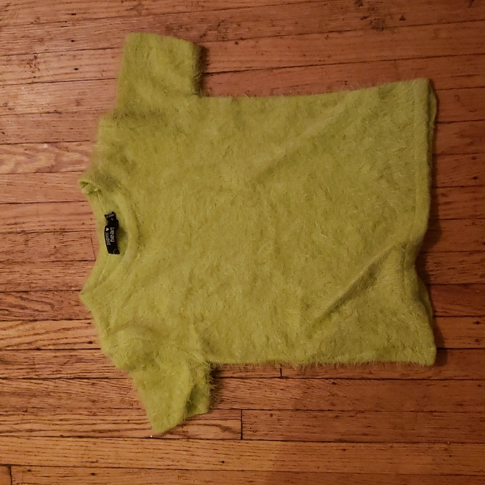 Lime green paper heart sweater tee